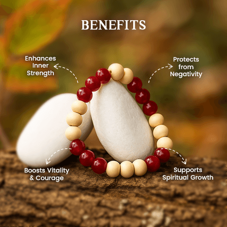 Natural Red Agate with Tulsi Bracelet